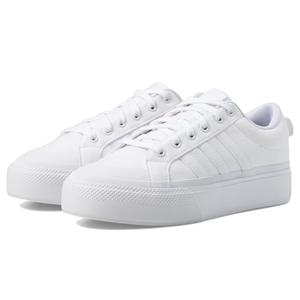 Adidas Bravada 2.0 Platform 8.5 Triple White Canvas Streetwear Sneaker NWB